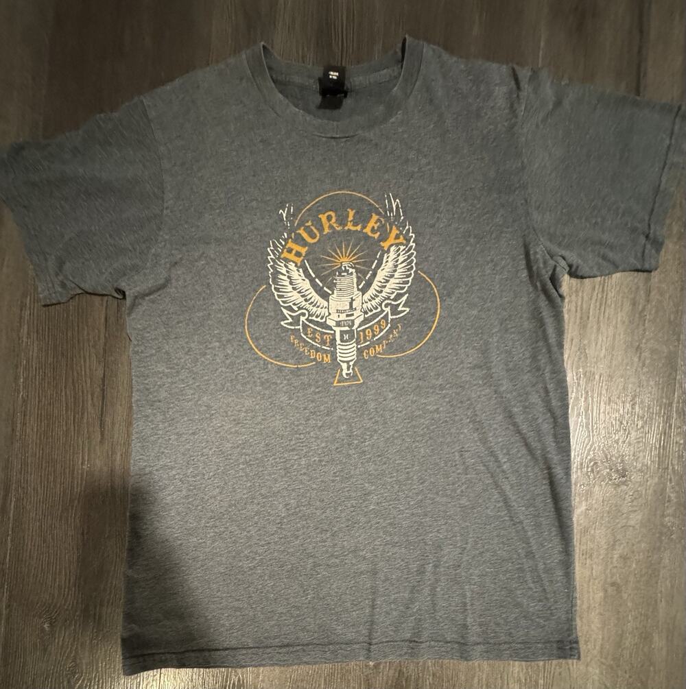 Hurley Freedom Company Brown Y2K T Shirt Size XL